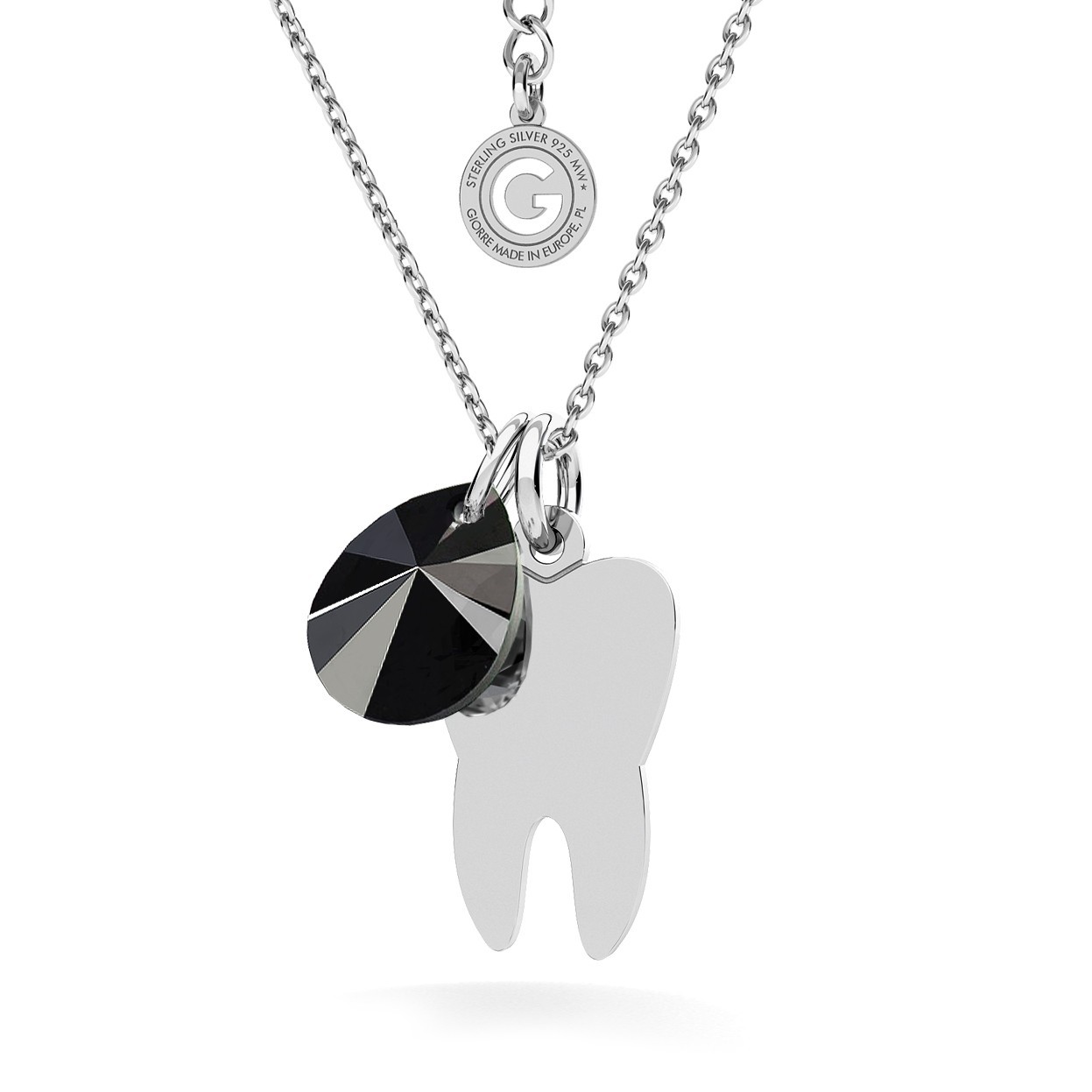 TOOTH NECKLACE, ENGRAVED AND SWAROVSKI CRYSTAL