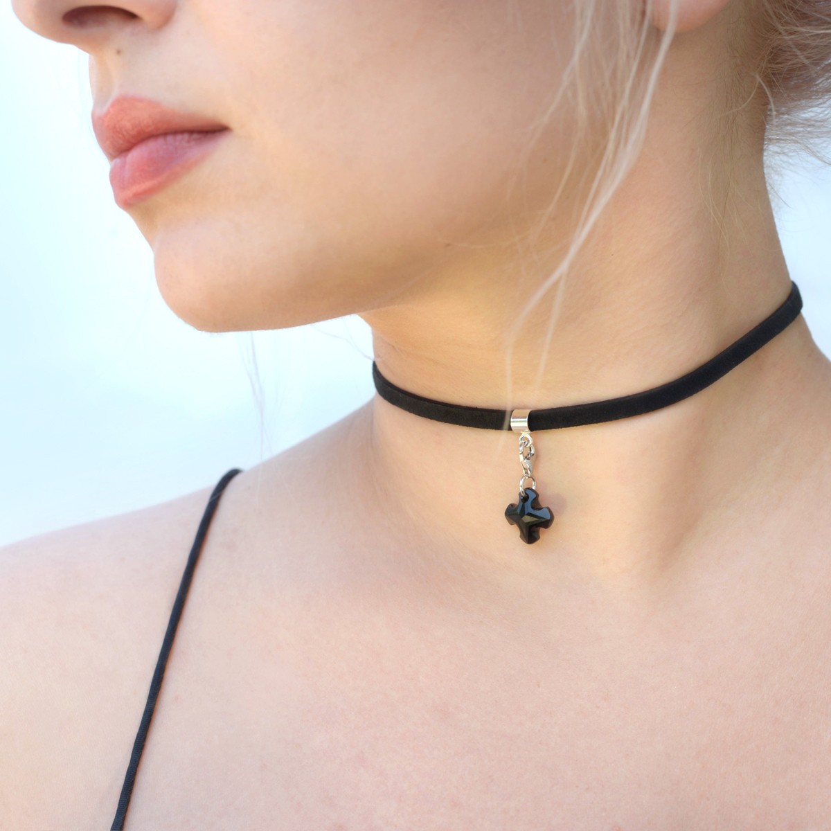 CHOKER NECKLACE GIORRE WITH ALCANTARA, BASE FOR CHARMS