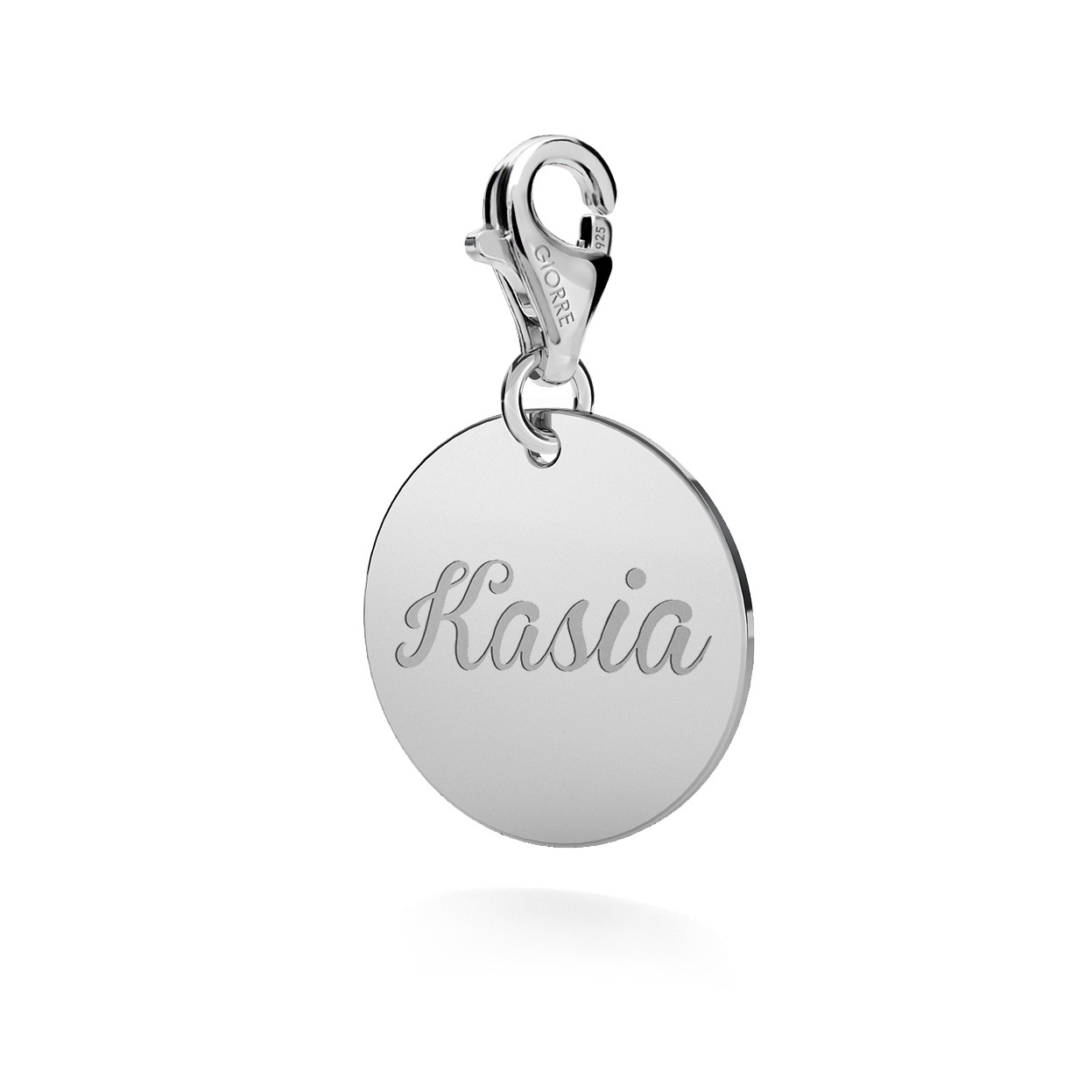CHARM WITH ENGRAVE, RING, SILVER 925, RHODIUM OR GOLD PLATED