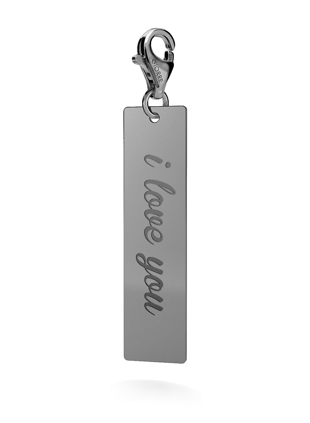 CHARM WITH ENGRAVE, RECTANGLE, SILVER 925, RHODIUM OR GOLD PLATED