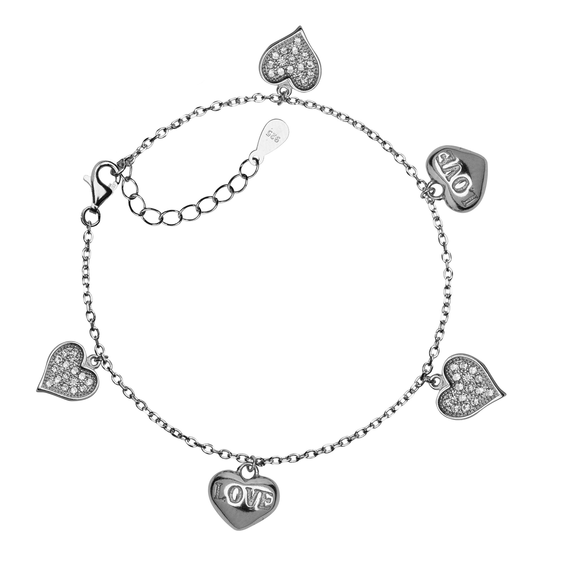 BRACELET WITH HEARTS AND CRYSTALS MODEL A003