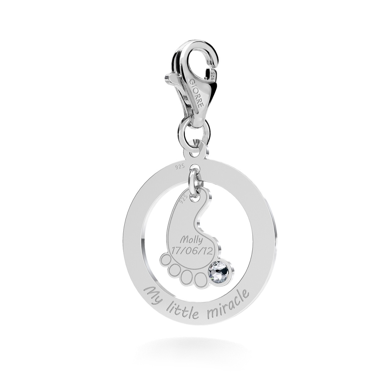 BABY FEET WITH ENGRAVING & SWAROVSKI CHARMS 266