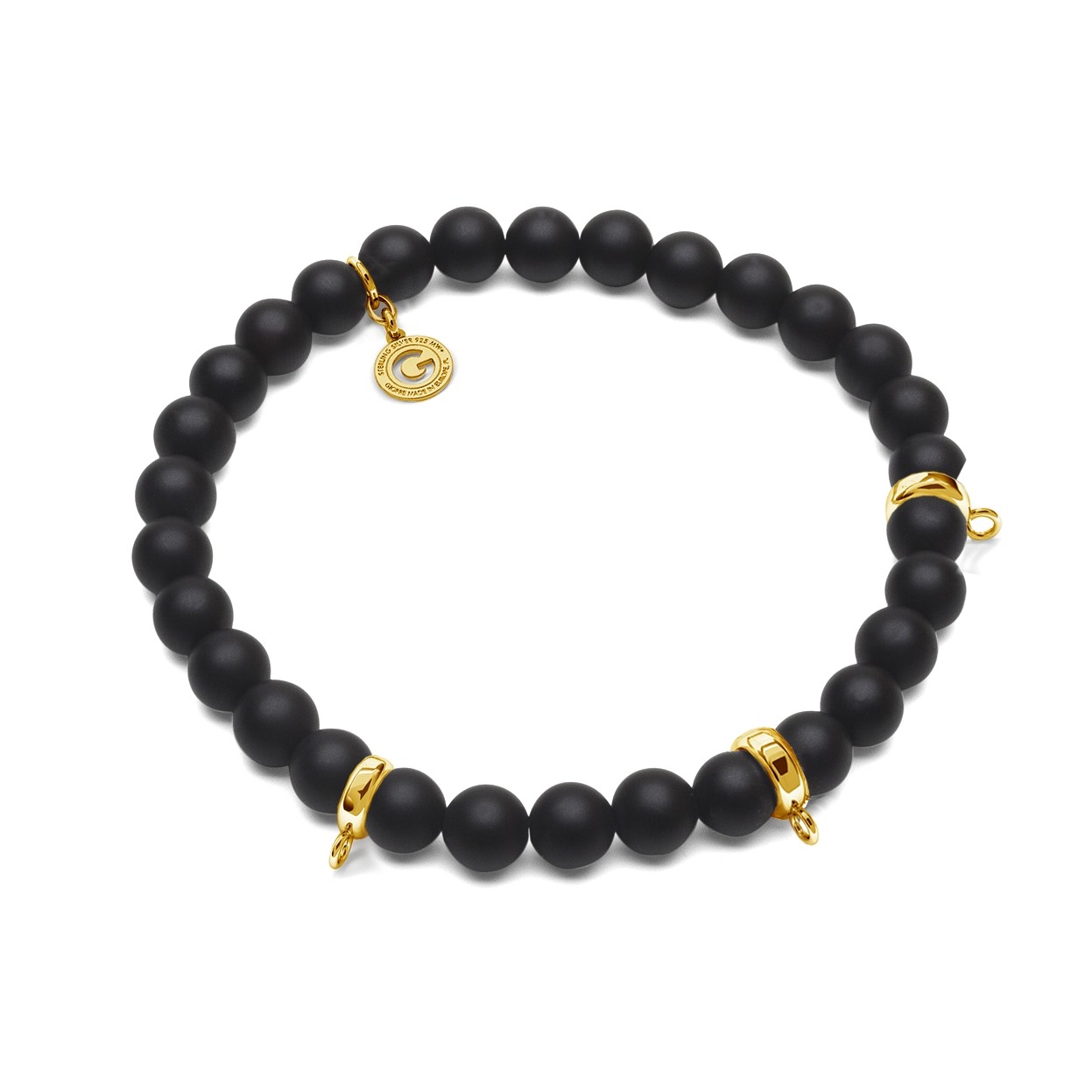 STONES ONYX, FLEXIBLE BRACELET FOR 3 CHARMS, WITH NATURAL STONES