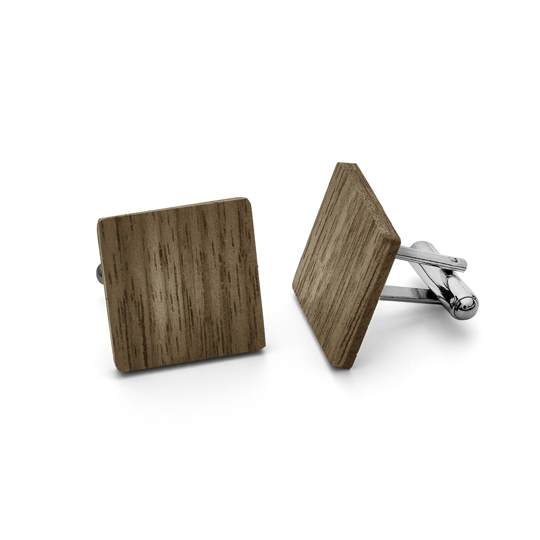 WOOD CUFFLINK WITH ENGRAVE, STERLING SILVER 925