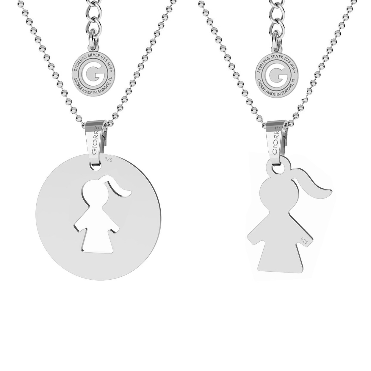 NECKLACE FOR MOTHER & CHILD, BOY ENGRAVEING, STERLING SILVER 925