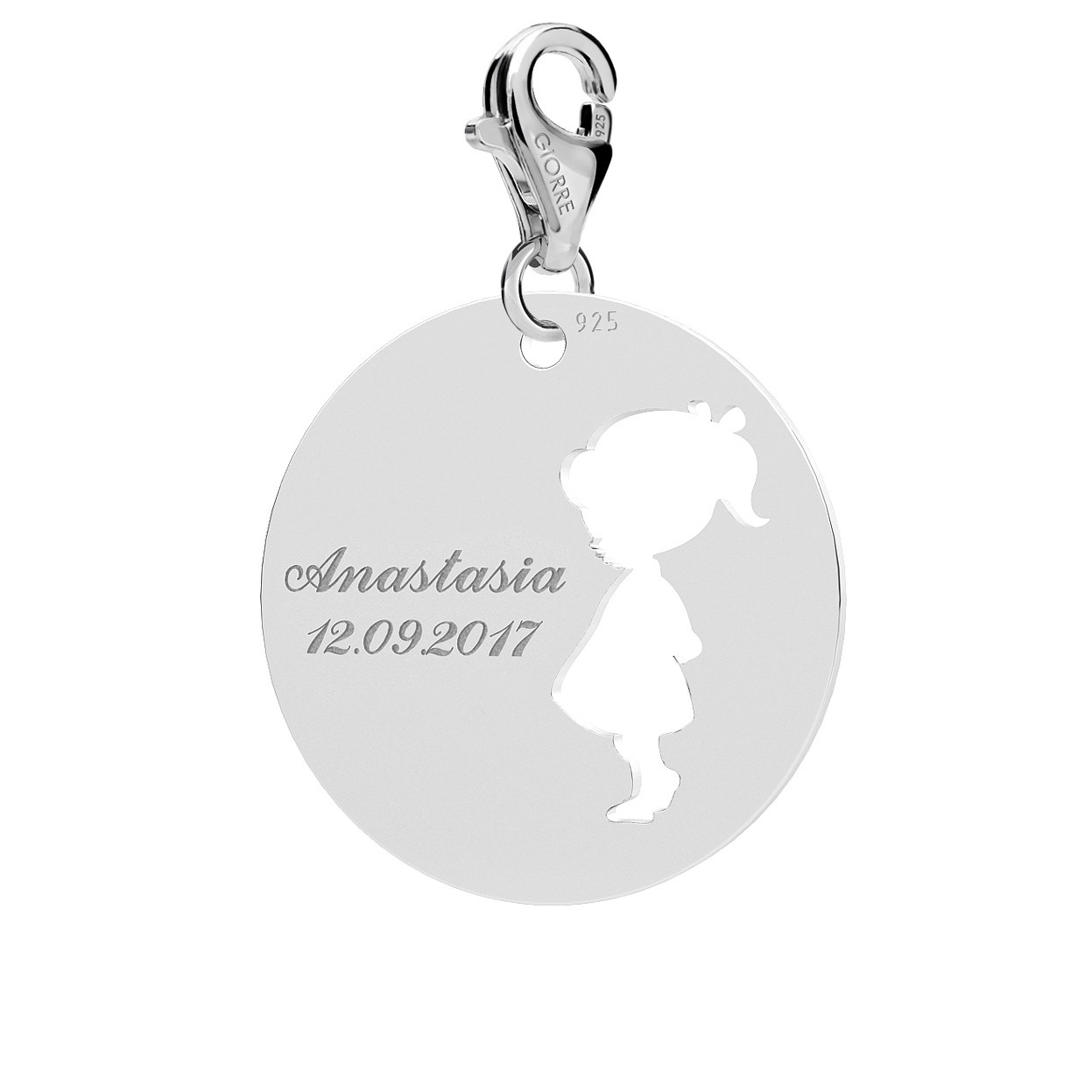 GIRL CHARMS WITH ENGRAVING, STERLING SILVER 925