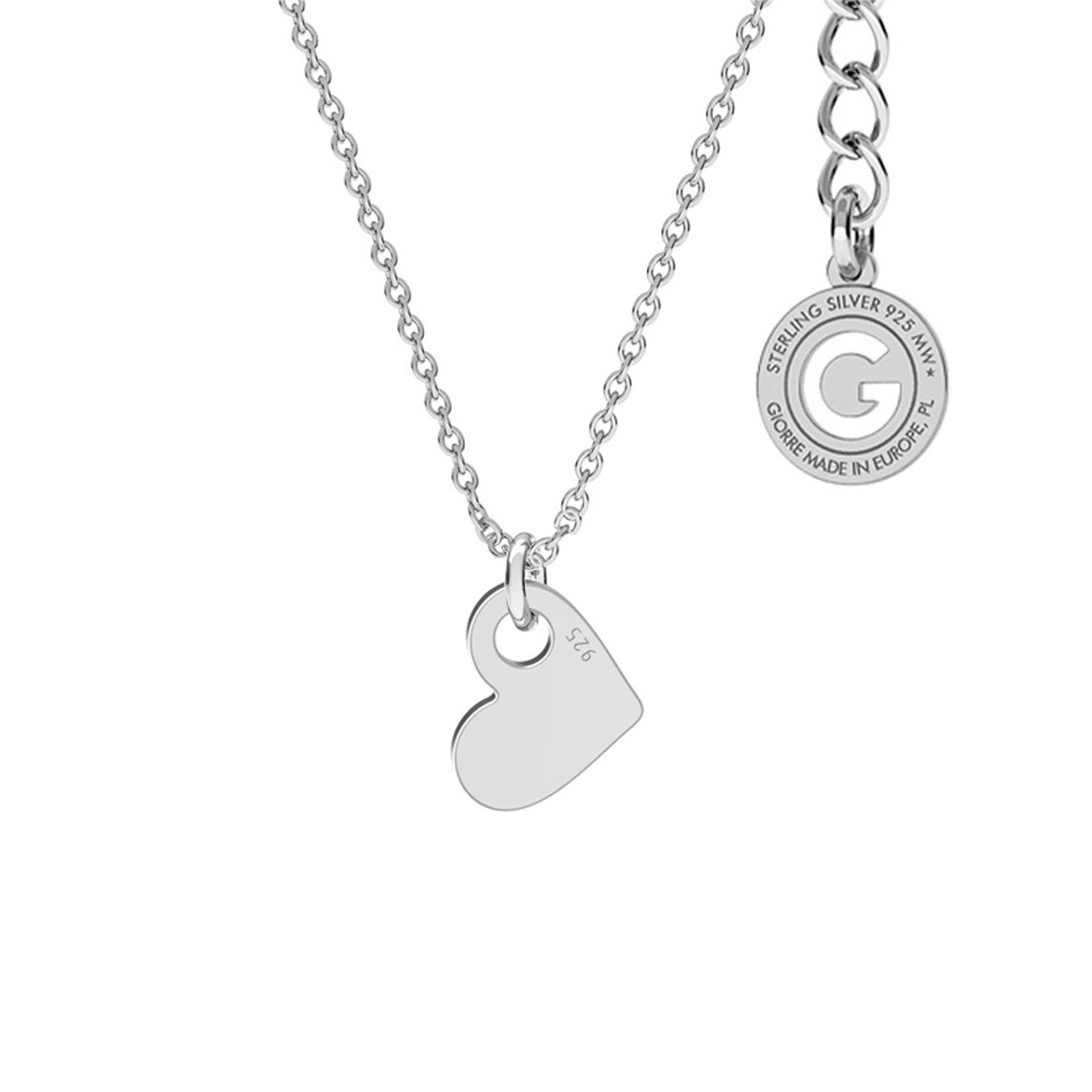 NECKLACE GIRL, HEART ENGRAVEING, STERLING SILVER 925