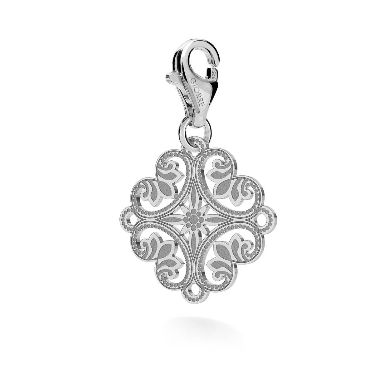 CHARM 103, BOHO ROSETTE, STERLING SILVER (925) RHODIUM OR GOLD PLATED