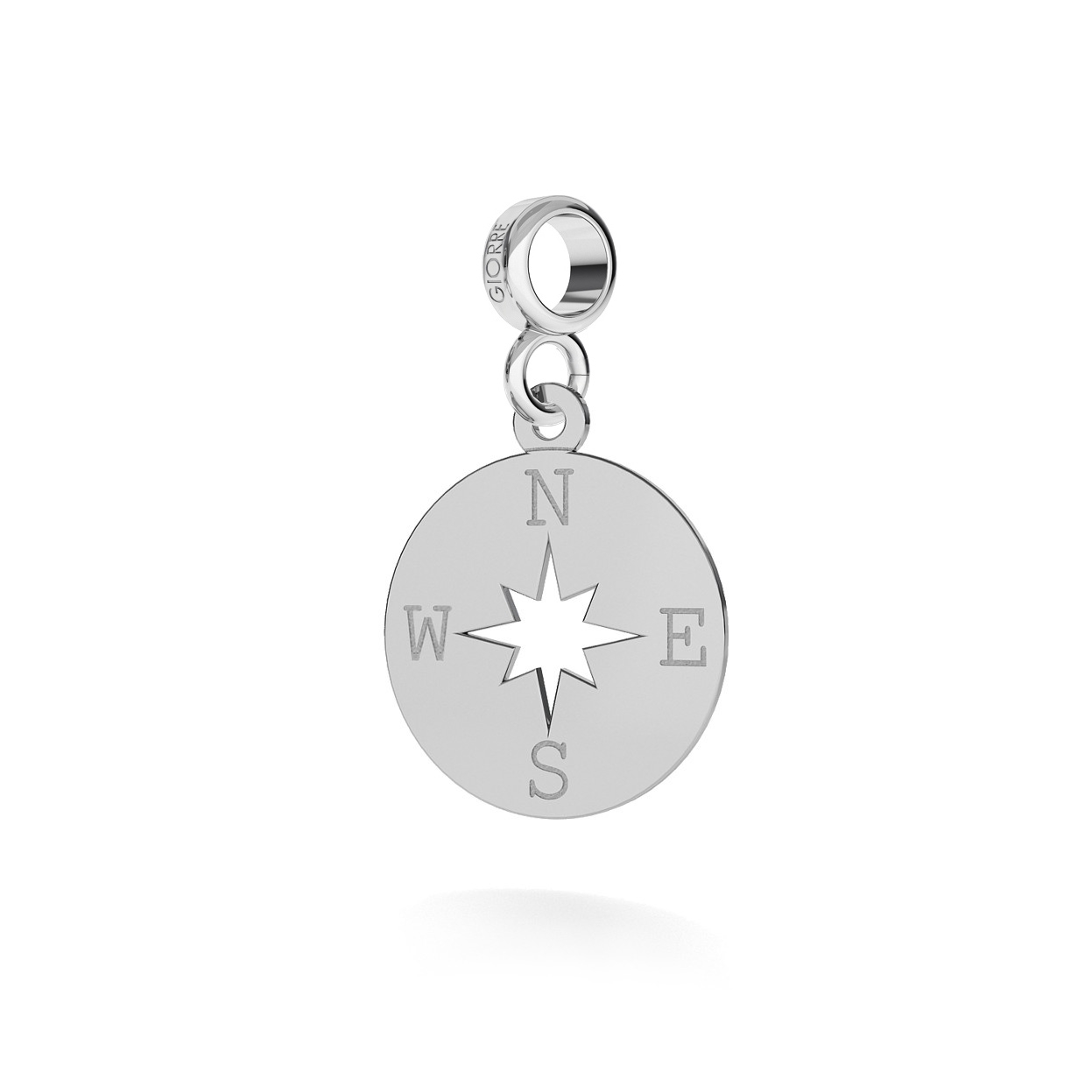 CHARM 63, WIND ROSE, SILVER 925, RHODIUM OR GOLD PLATED