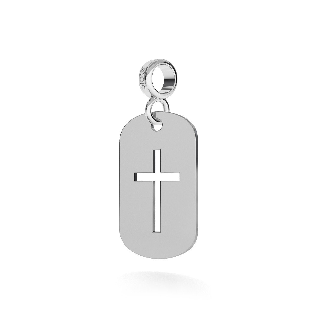 CHARM 120, DOG TAG WITH CROSS, STERLING SILVER (925) RHODIUM OR GOLD PLATED