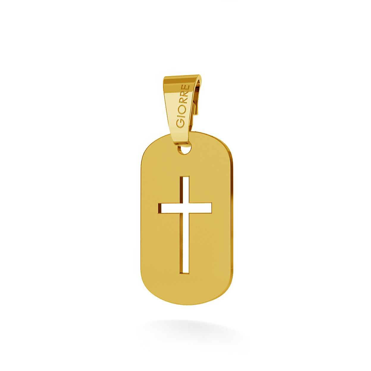 CHARM 120, DOG TAG WITH CROSS, STERLING SILVER (925) RHODIUM OR GOLD PLATED