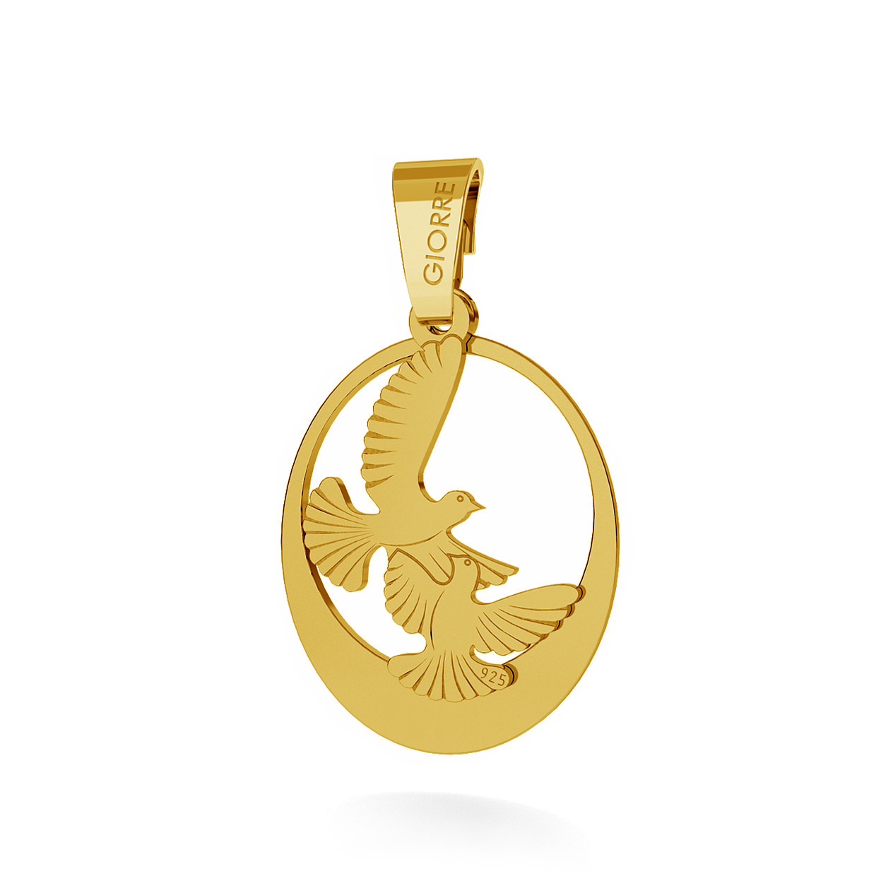CHARM 123, TURTLEDOVE WITH ENGRAVE, STERLING SILVER (925) RHODIUM OR GOLD PLATED