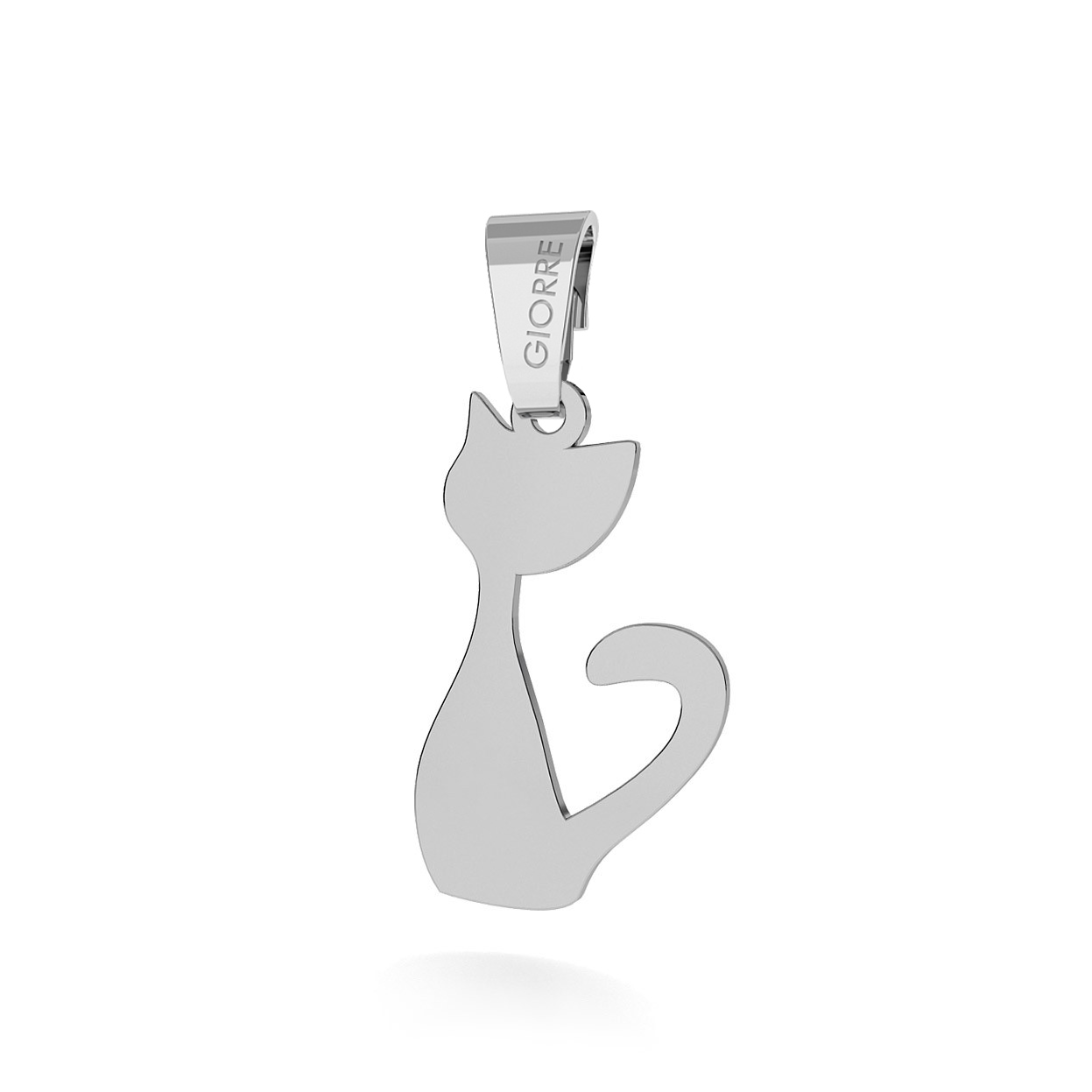 CHARM 118, CAT WITH ENGRAVE, STERLING SILVER (925) RHODIUM OR GOLD PLATED