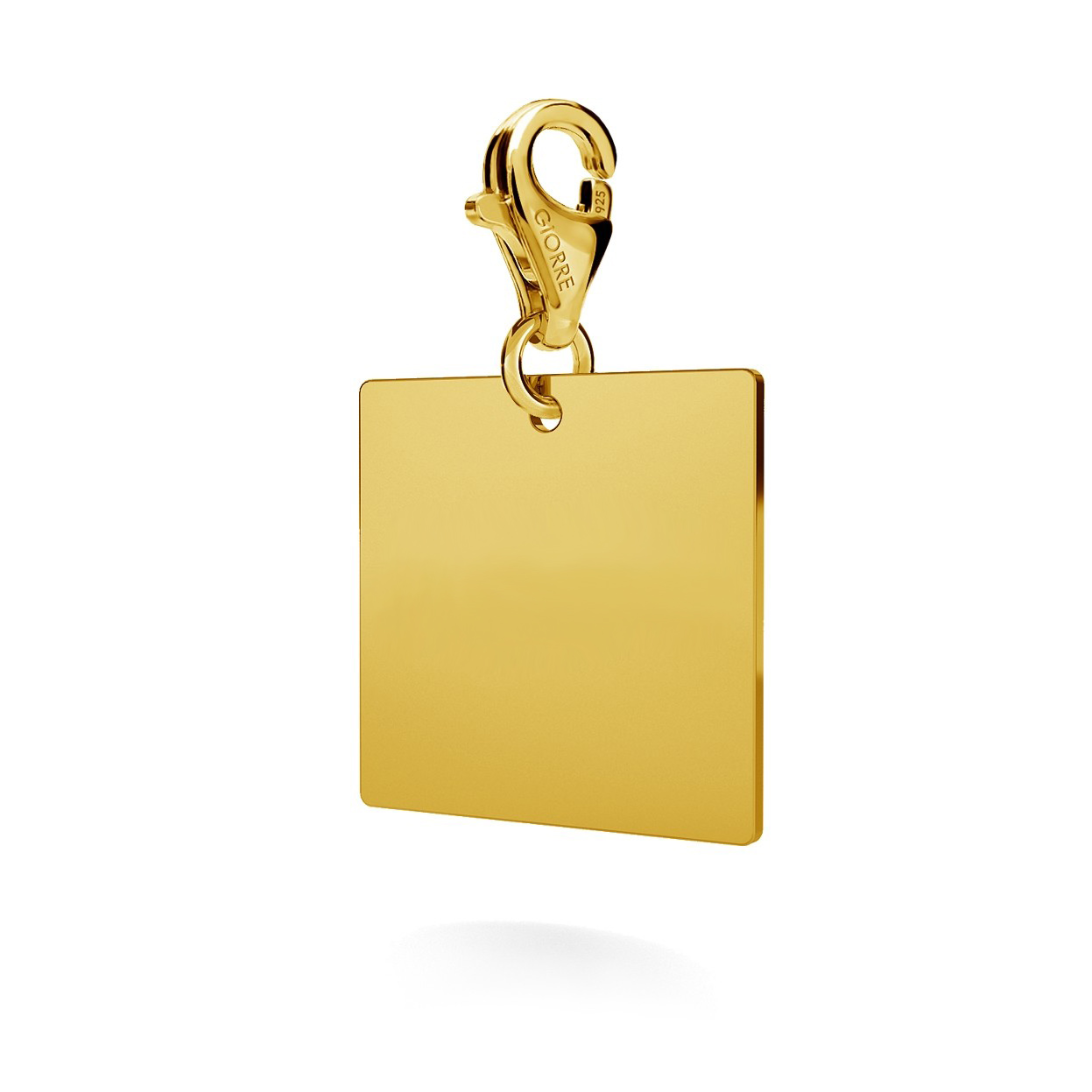 CHARM WITH ENGRAVE, SQUARE, SILVER 925, RHODIUM OR GOLD PLATED