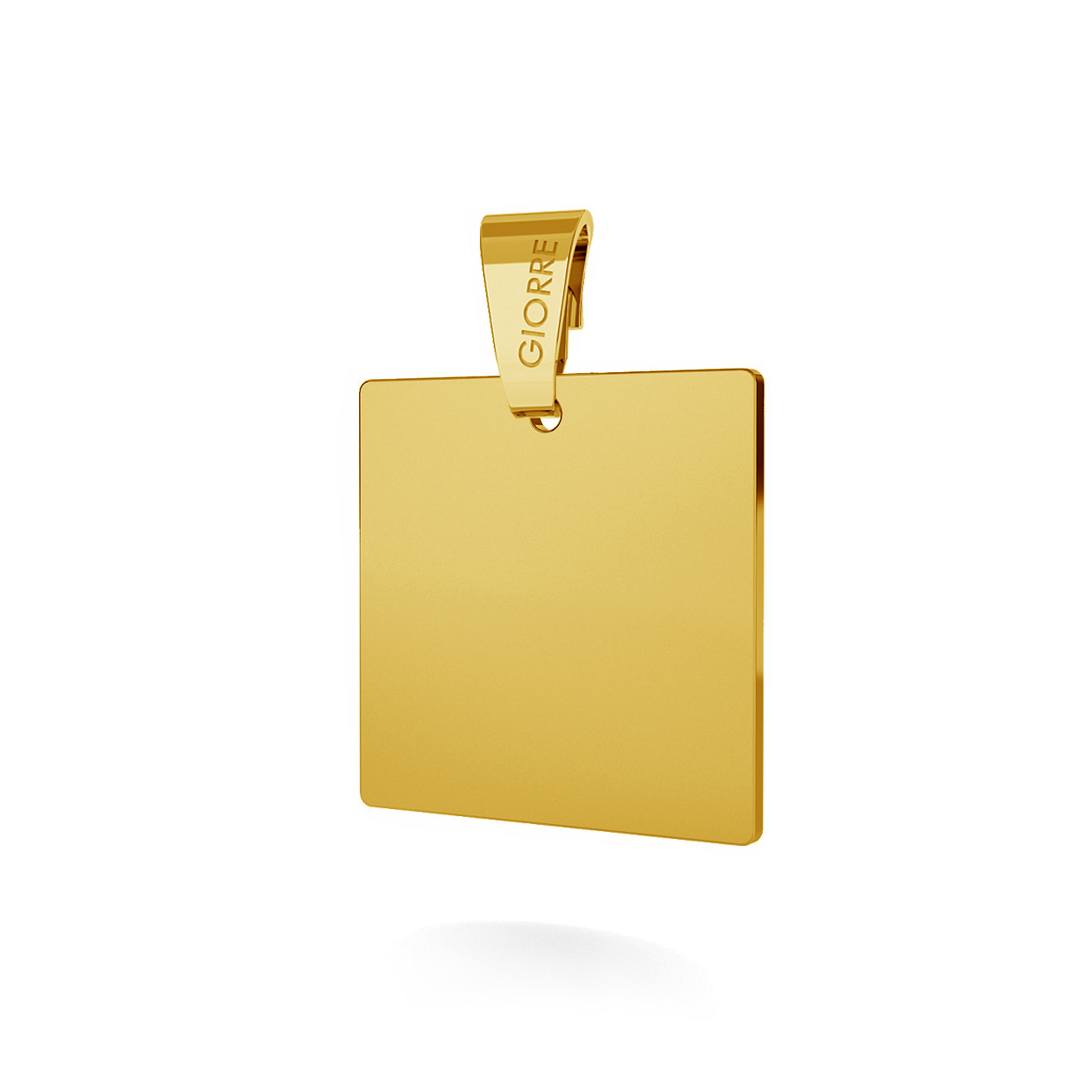 CHARM WITH ENGRAVE, SQUARE, SILVER 925, RHODIUM OR GOLD PLATED