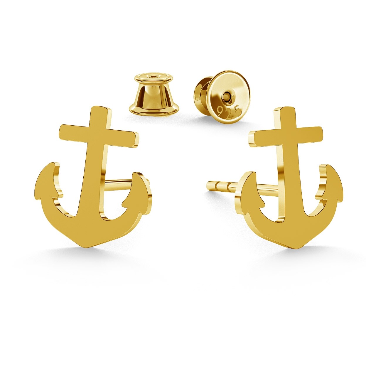 EARRINGS ANCHORS, STERLING SILVER (925) RHODIUM OR GOLD PLATED