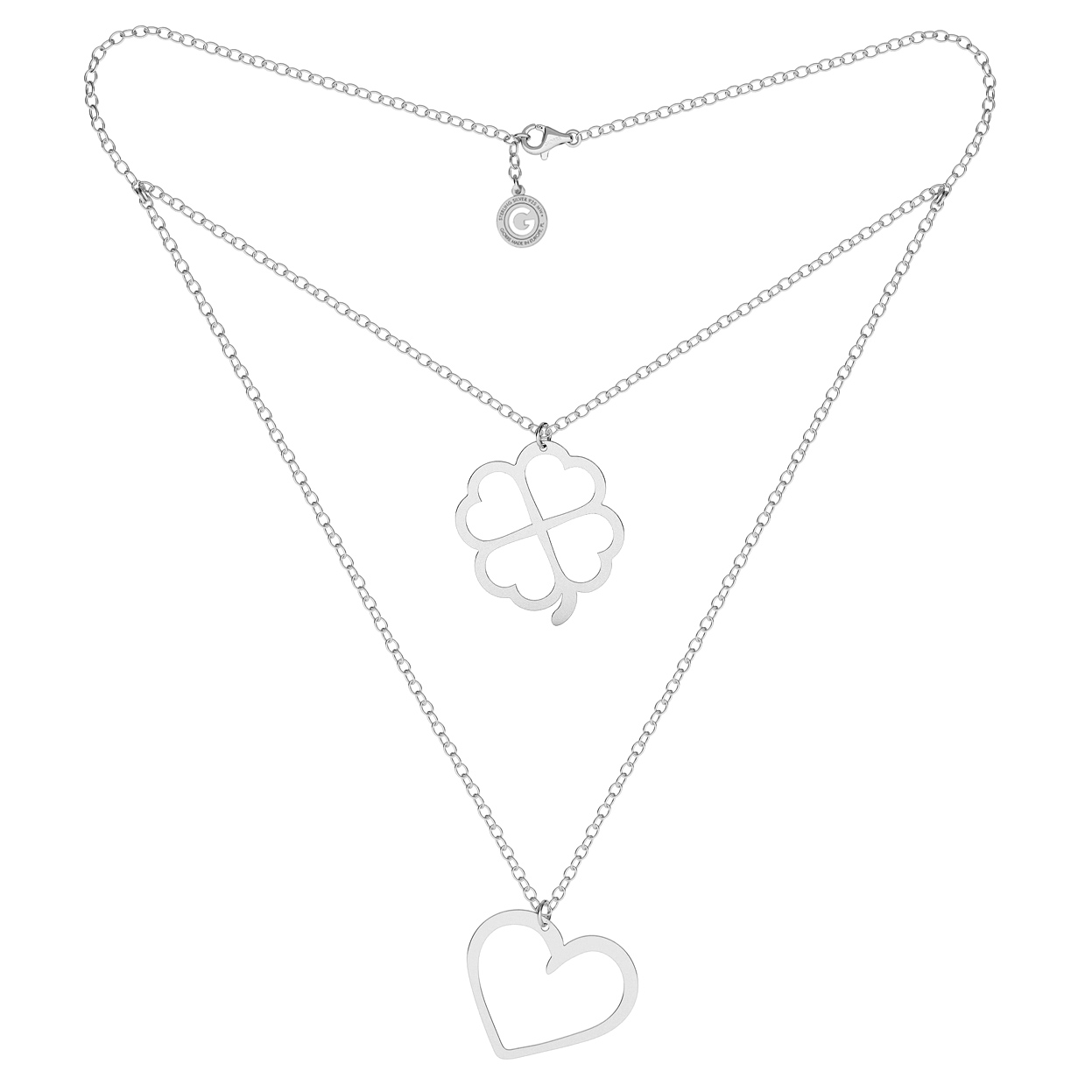 HEART AND FLOWER NECKLACE SILVER 925