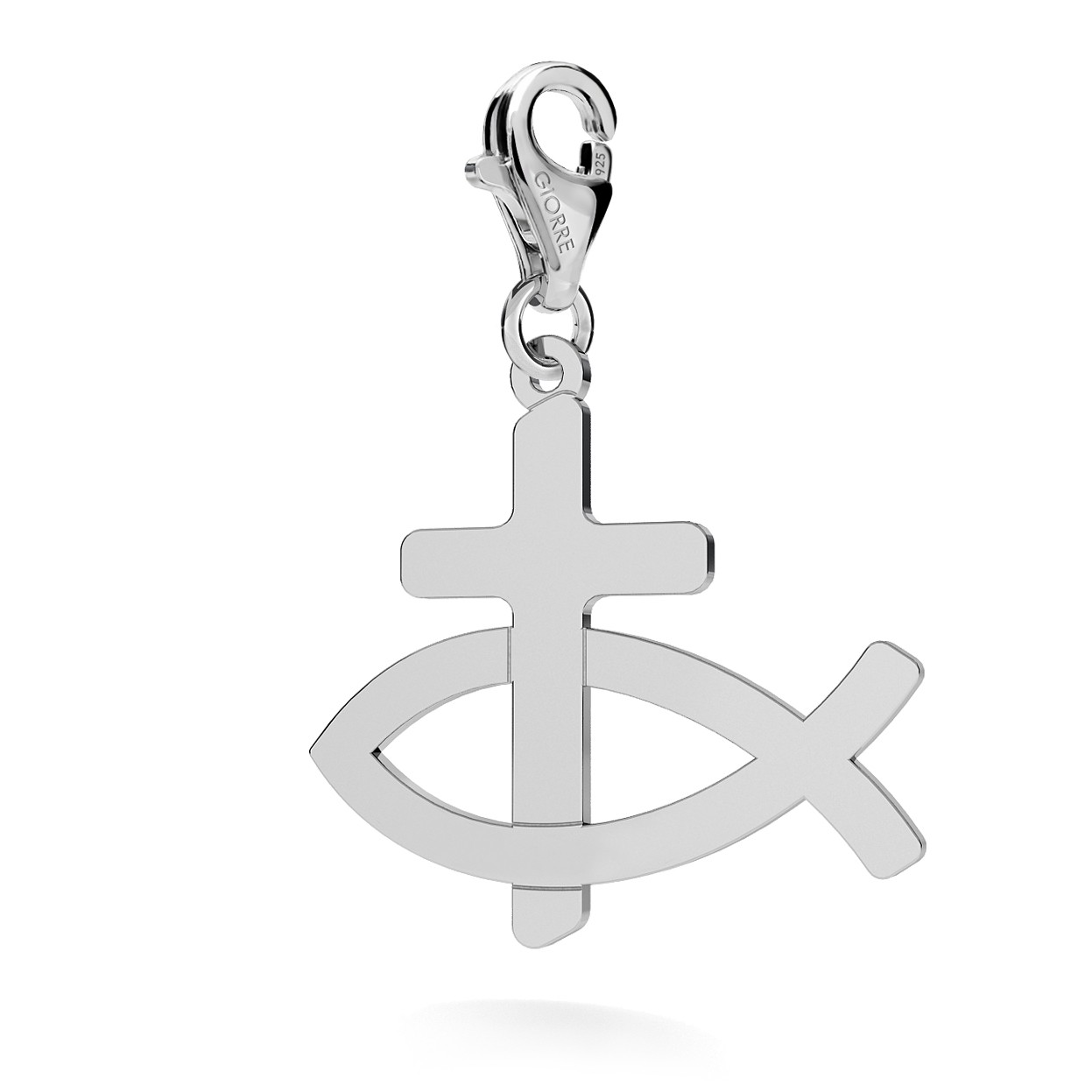 CHARM 109, ICHTHYS, STERLING SILVER (925) RHODIUM OR GOLD PLATED