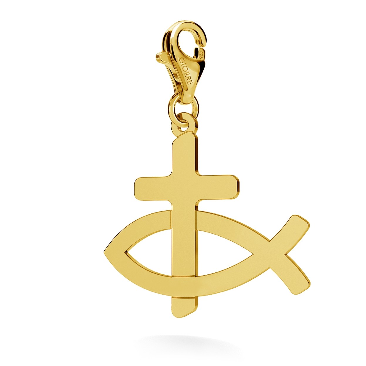CHARM 109, ICHTHYS, STERLING SILVER (925) RHODIUM OR GOLD PLATED