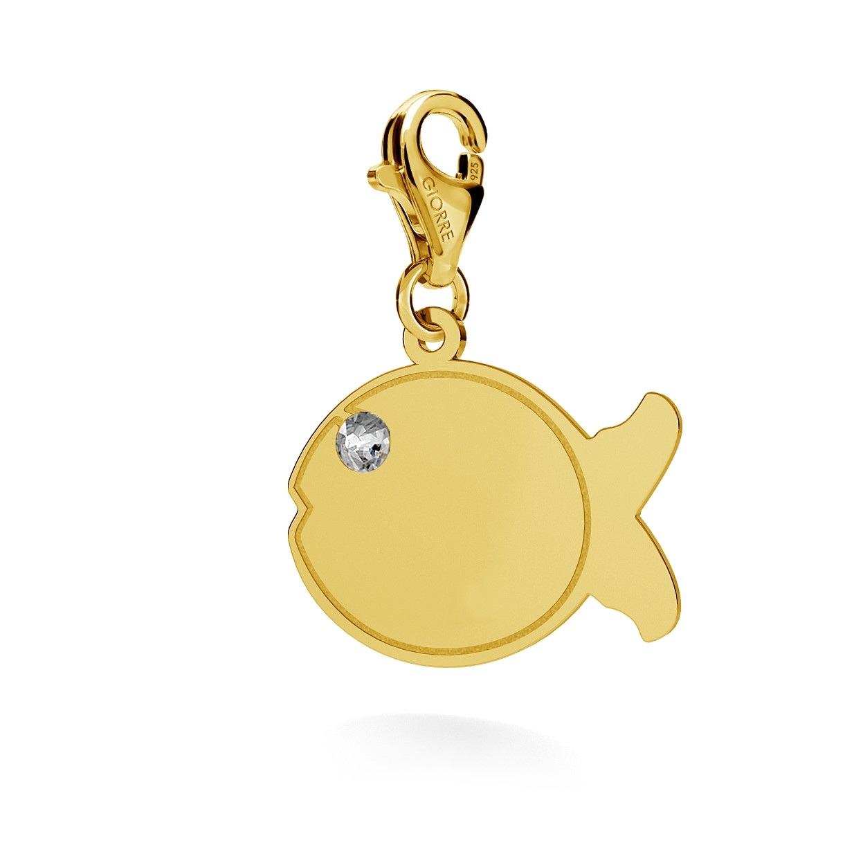CHARM 115, FISH WITH ENGRAVE, STERLING SILVER (925) RHODIUM OR GOLD PLATE