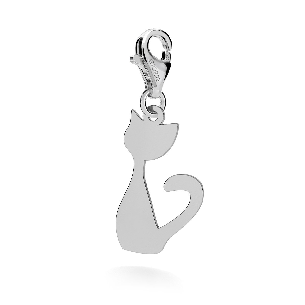CHARM 118, CAT WITH ENGRAVE, STERLING SILVER (925) RHODIUM OR GOLD PLATED