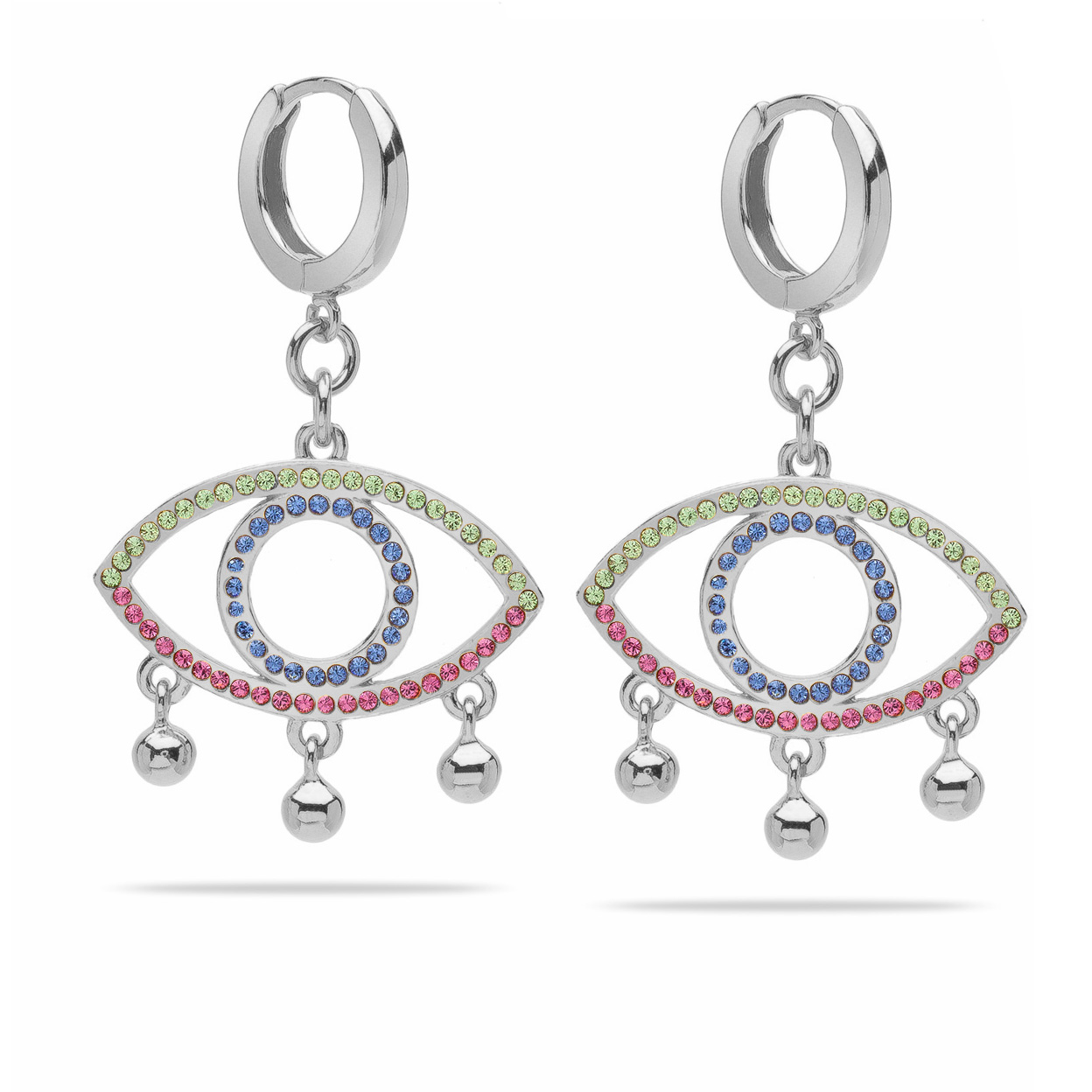 SILVER FACE EARRINGS WITH SWAROVSKI CRYSTALS