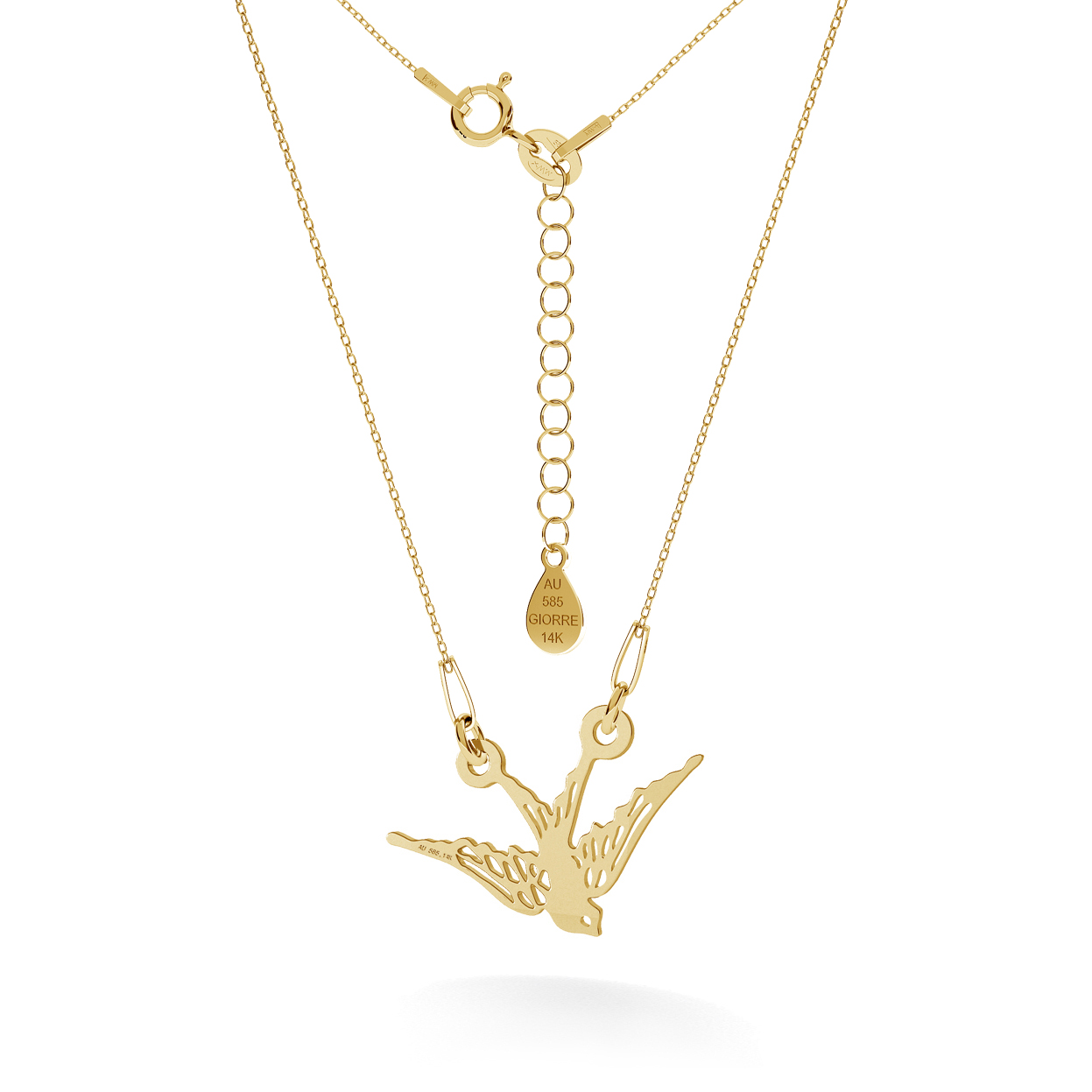 GOLD ANCHOR WITH ENGARVING NECKLACE 14K