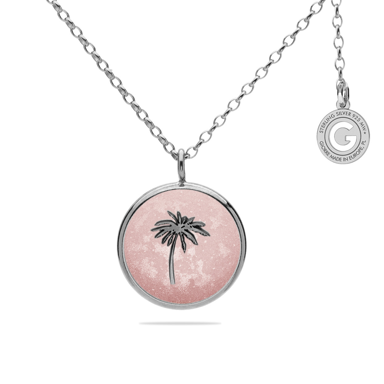 PALM TREE MEDALLION NECKLACE SILVER 925