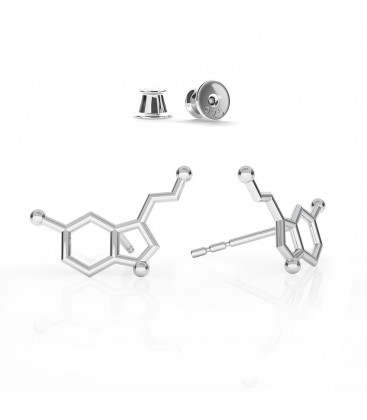Serotonina aretes fórmula química plata 925 - basic