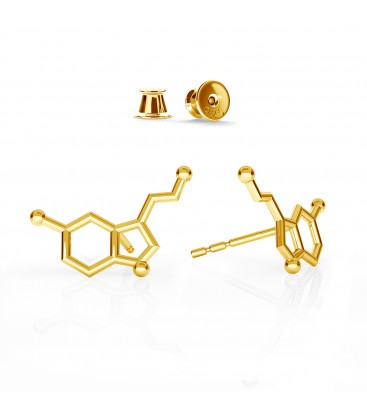 Earrings serotonin chemical formula, sterling silver - basic
