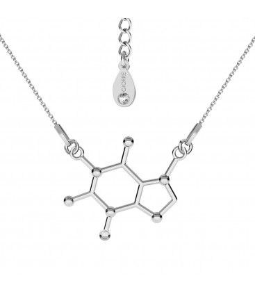 Caffeine necklace chemical formula sterling silver - basic