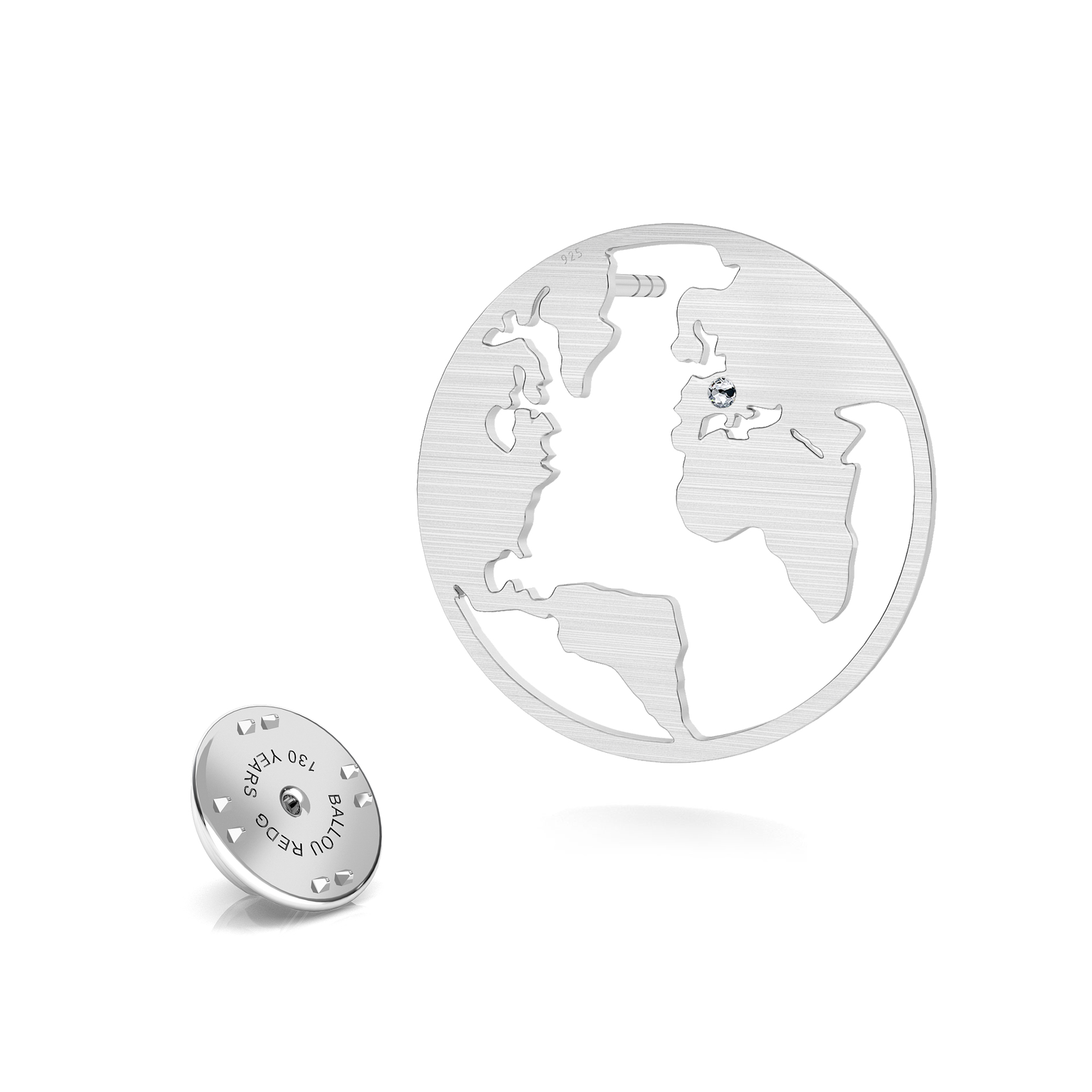 Globe lapel pin T°ra'vel'' 925 Swarovski