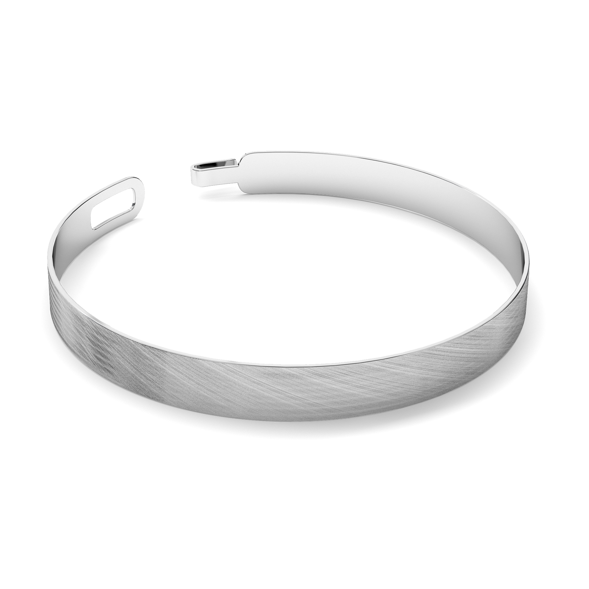 Unisex bangle bracelet, glossy sterling silver 925