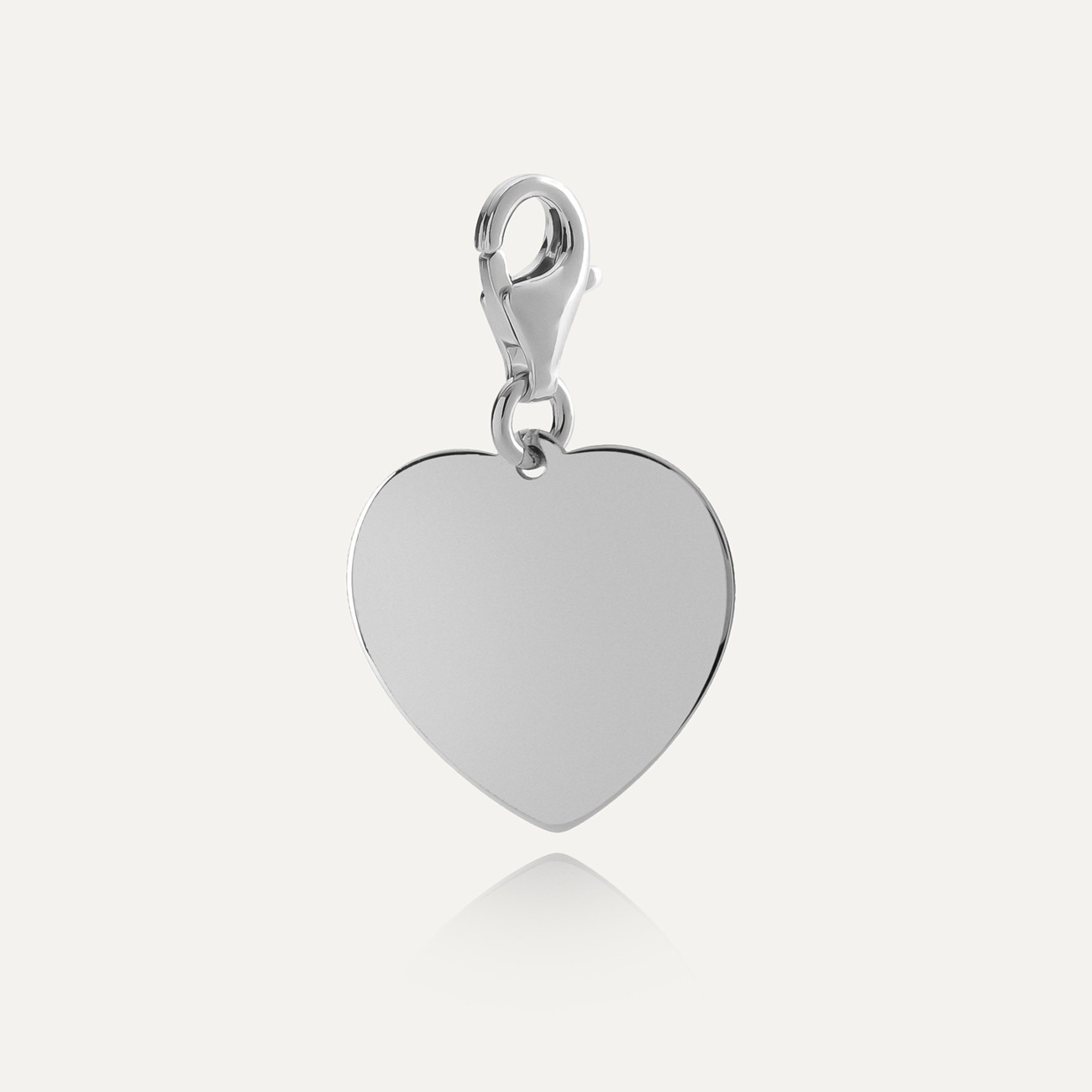 CHARM WITH ENGRAVE, HEART, SILVER 925,  RHODIUM OR GOLD PLATED