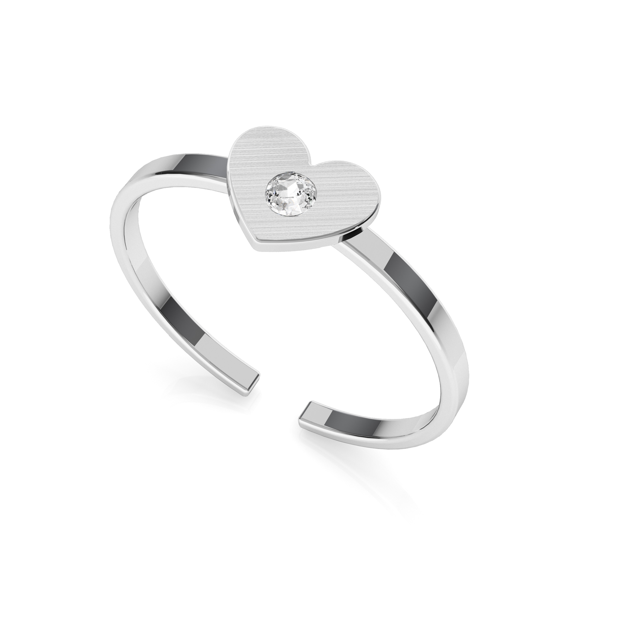 Pierścionek z sercem i kryształem Swarovskiego, My RING™ srebro 925 satynowane