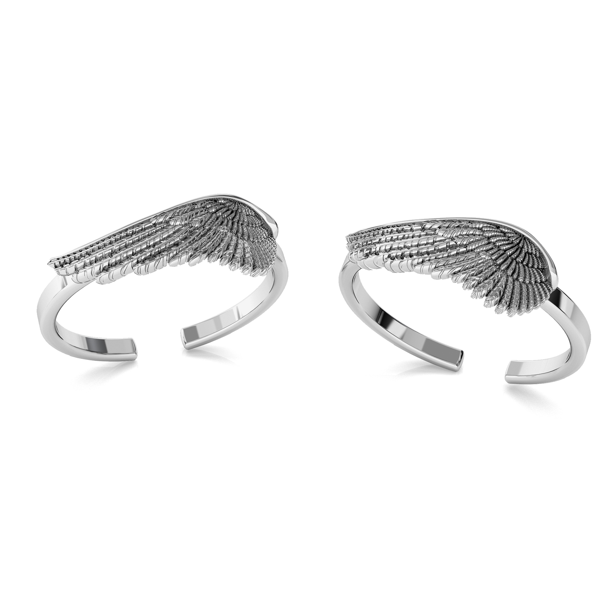 Angel wings ring, silver 925