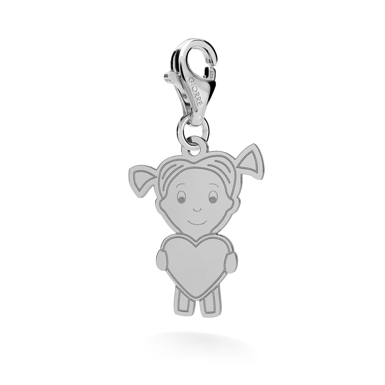 CHARM 130, GIRL OR BOY WITH ENGRAVE, STERLING SILVER (925) RHODIUM OR GOLD PLATED