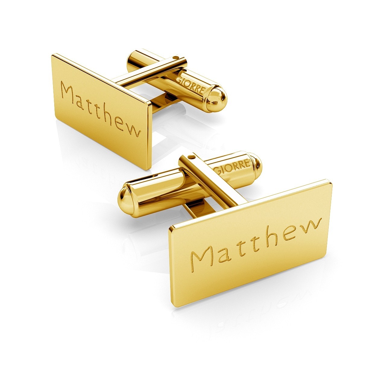 RECTANGLE CUFFLINKS WITH ENGRAVE, SILVER 925, RHODIUM OR GOLD PLATED