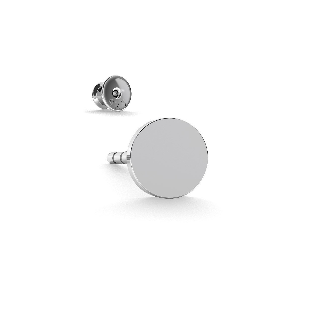 Srebrny kolczyk okrągła blaszka 4mm 925