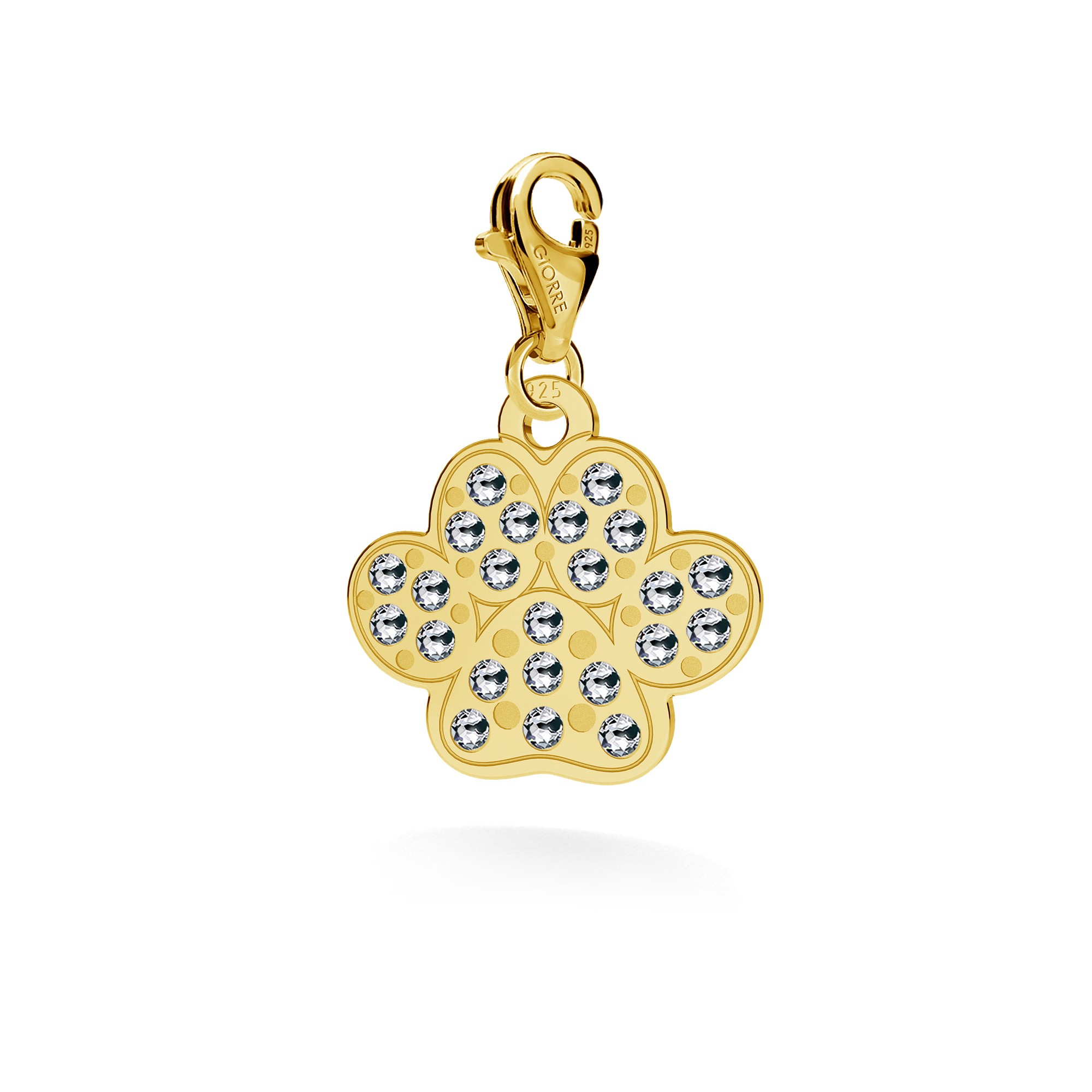 DOG PAW necklace with Swarovski crystals silver 925