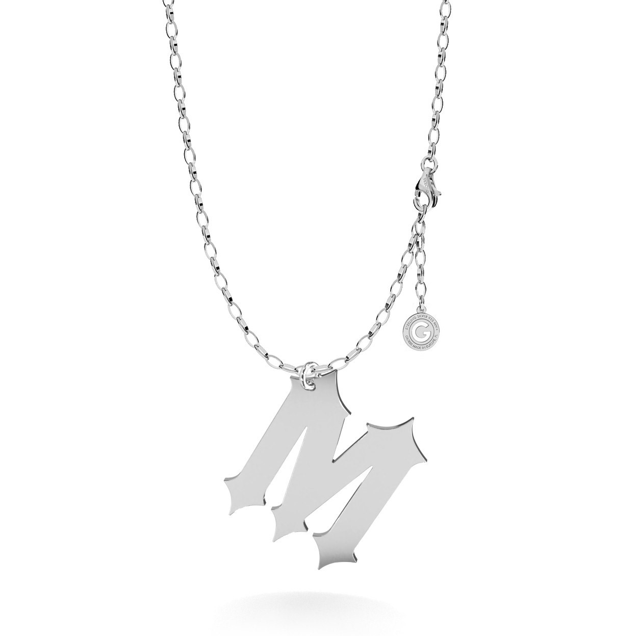 Necklace with big letter A, sterling silver 925