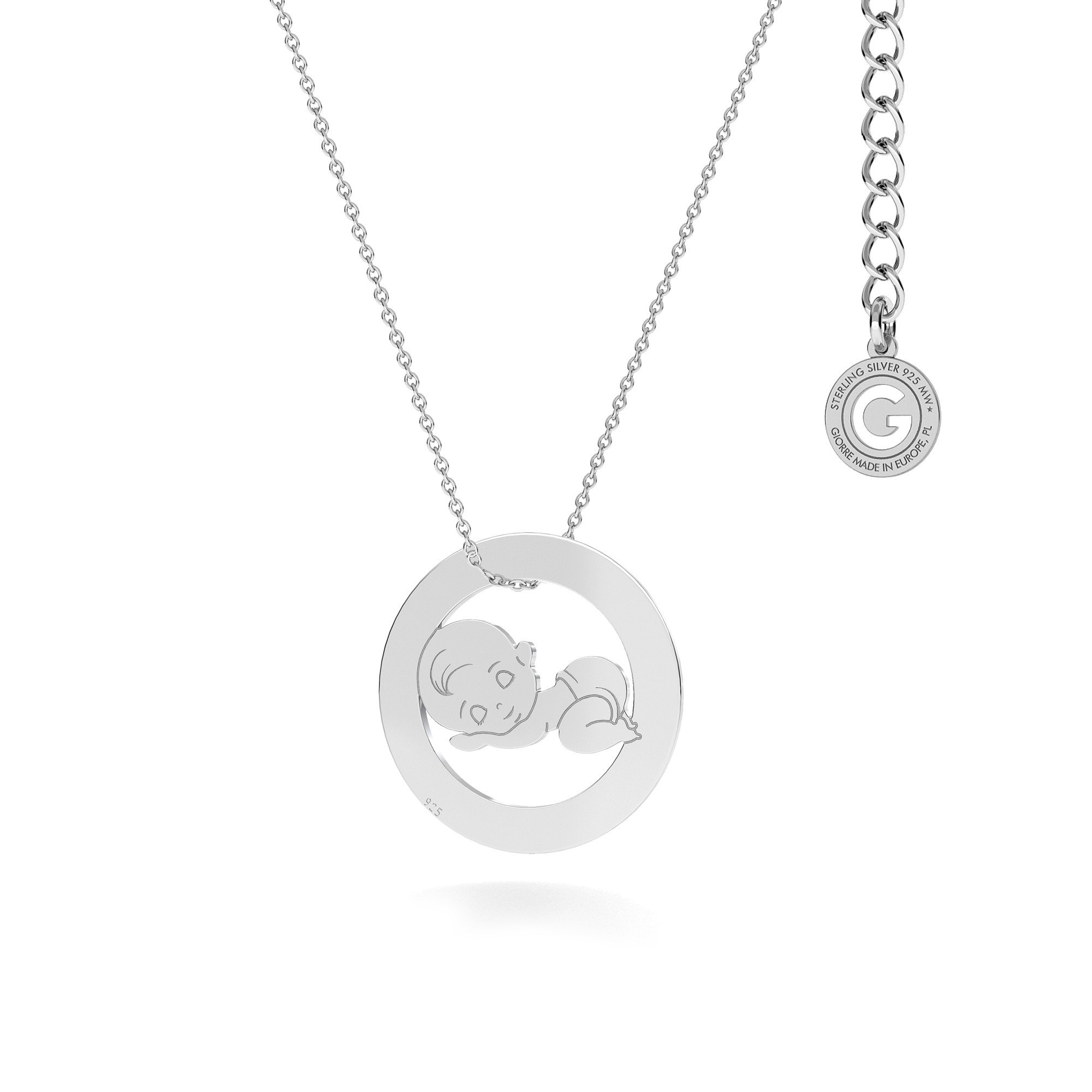 Necklace for mother & child, boy engraveing, sterling silver 925