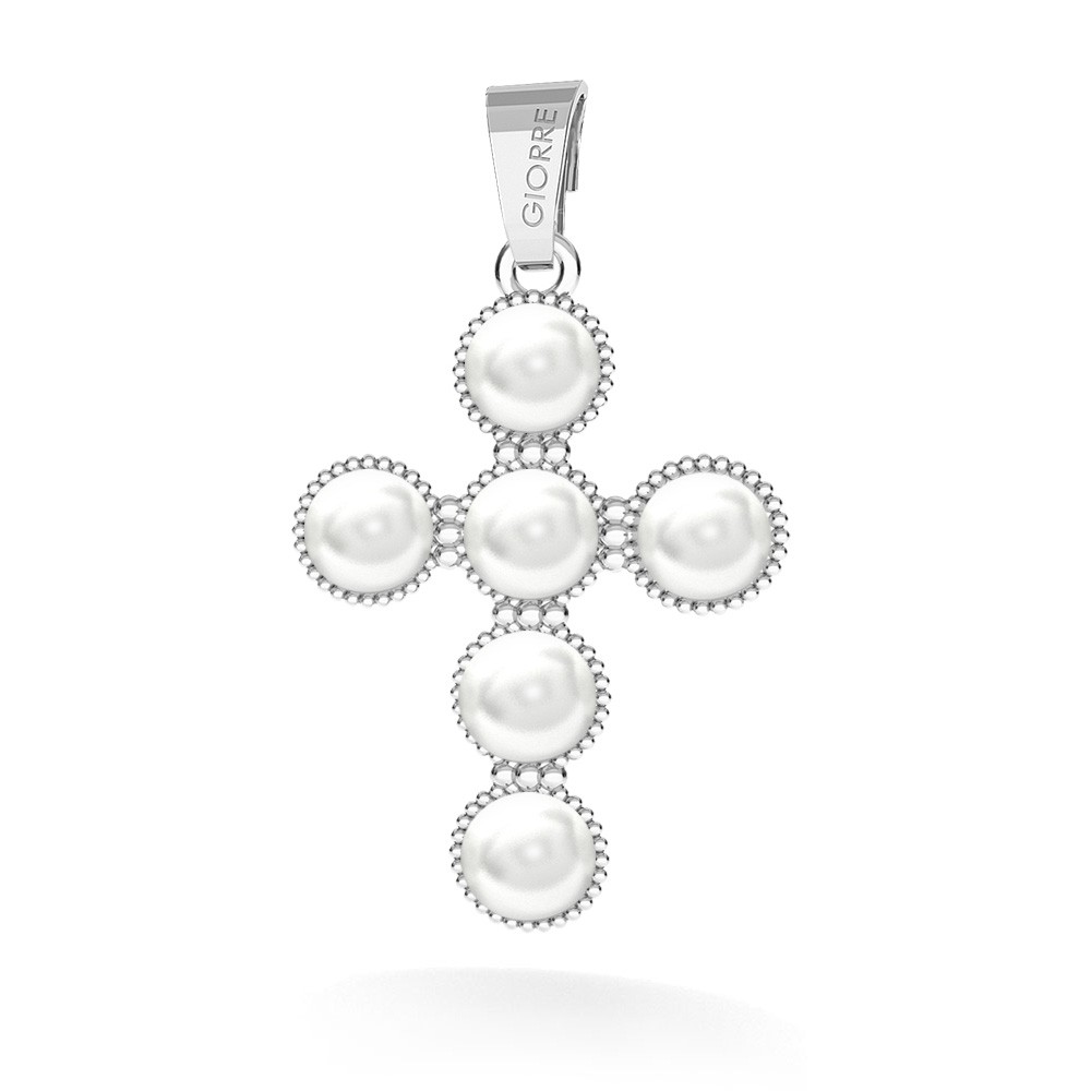 Zawieszka krzyżyk z perłami, srebro 925 swarovski