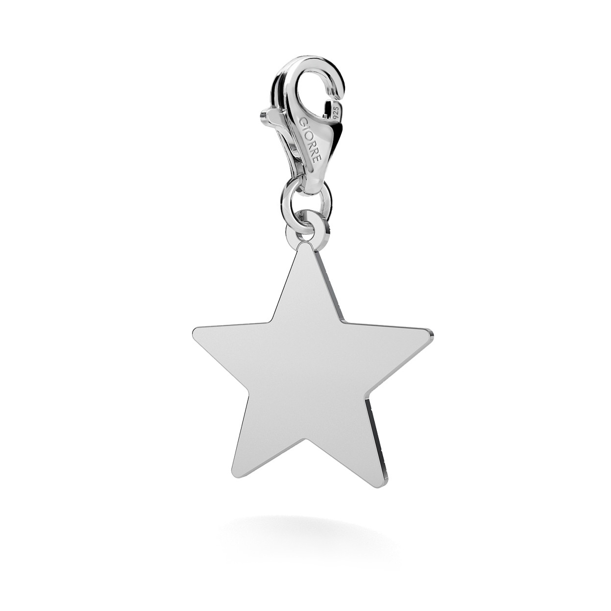 CHARM WITH ENGRAVE, STAR, SILVER 925, RHODIUM OR GOLD PLATED