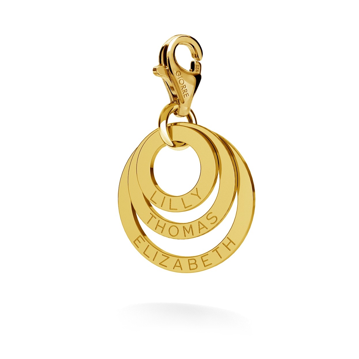 CHARM 44, TRIPLE RING WITH ENGRAVE, STERLING SILVER RHODIUM OR 24K GOLD PLATED