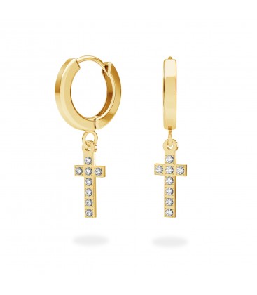 Cross earrings with swarovski Crystals sterling silver 925