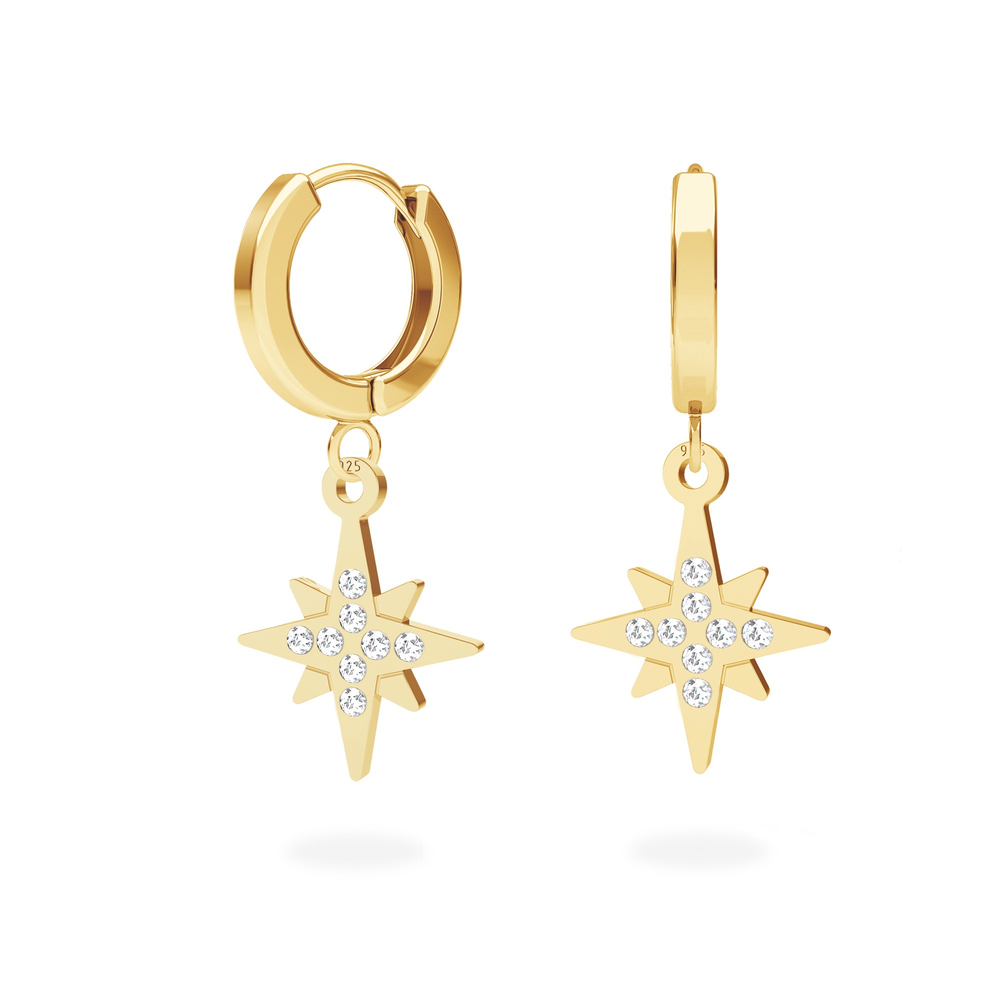 North star earrings sterling silver 925