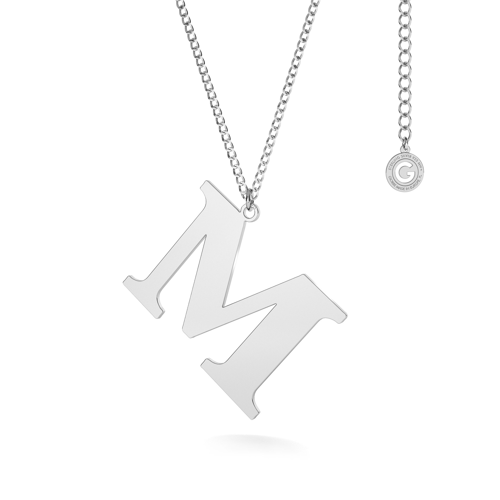 Necklace with big letter A, sterling silver 925