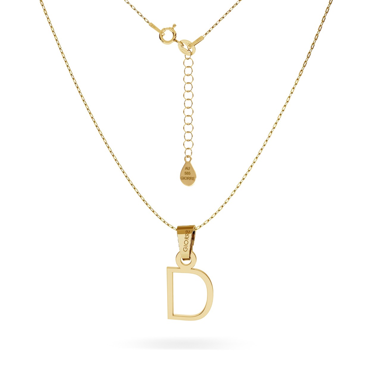 Złoty naszyjnik z literką, alfabet, złoto 585