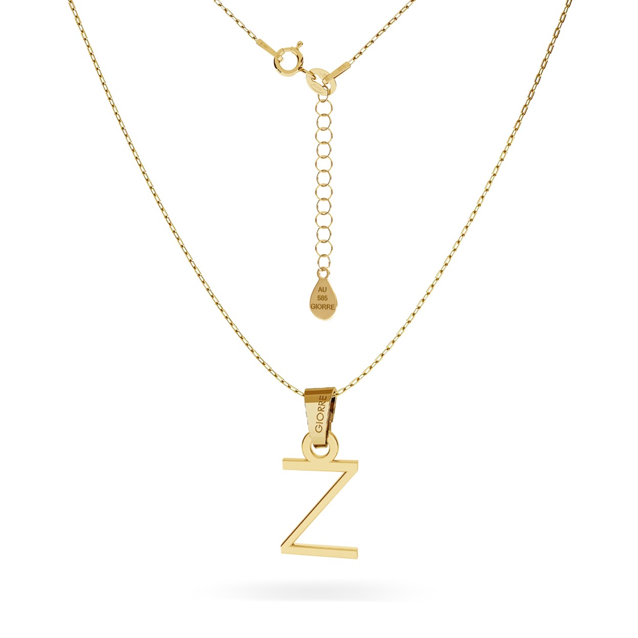 Złoty naszyjnik z literką, alfabet, złoto 585